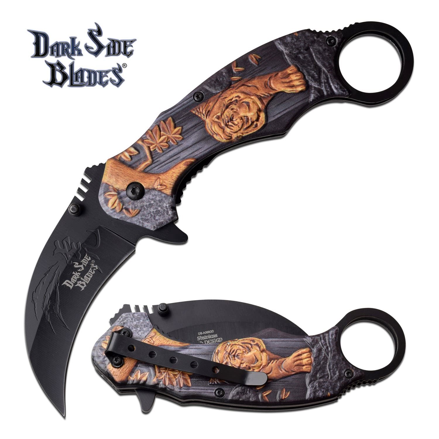 8" Golden Tiger Karambit Assisted Opening Folding Knife - Tophatter's Army Products & Self Defense Collectible Weapons - Tophatter Daily Deals